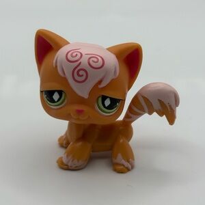 LPS Hasbro Orange Swirl Longhair Angora Cat #511 Authentic Littlest Pet Shop 2”